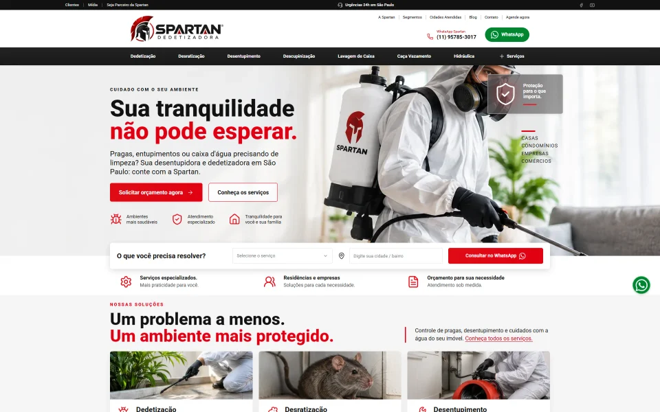 Captura do site Spartan Dedetizadora